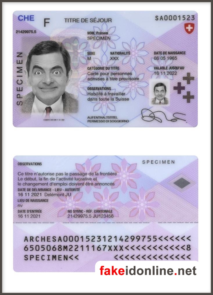 Switzerland Resident Card Vector Design